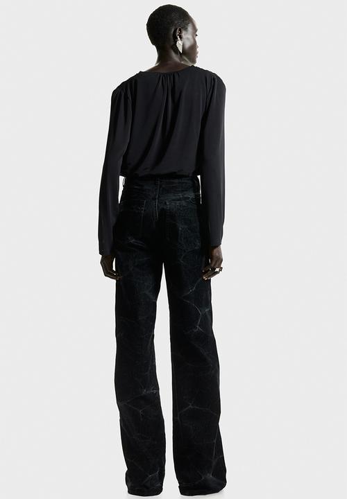 H&M - Draped v-neck thong body - black