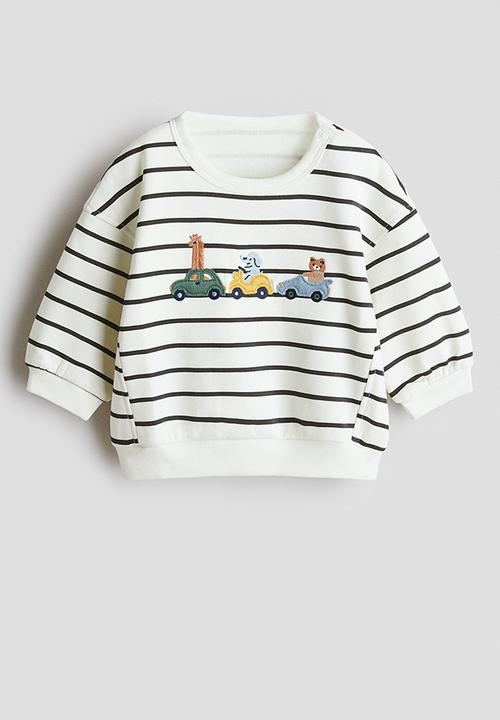 H&M - Motif-detail sweatshirt - white/cars