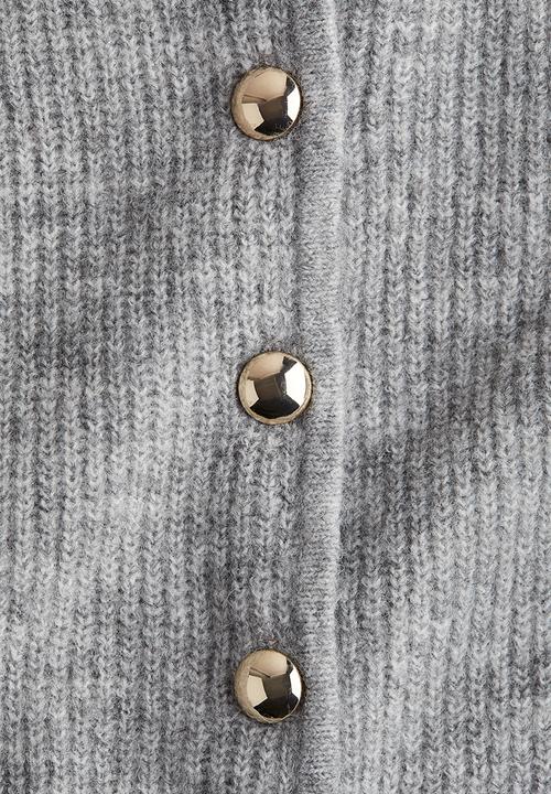 H&M - Rib-knit peplum cardigan - light grey marl