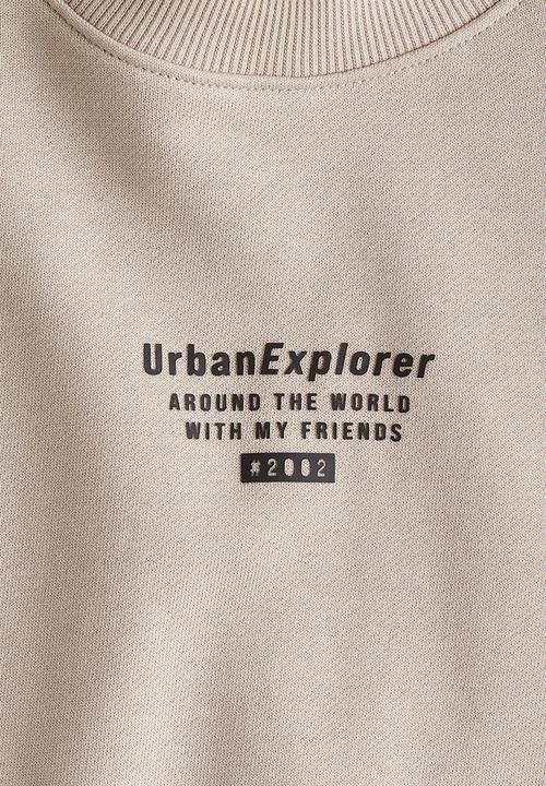 H&M - Motif-detail sweatshirt - beige/urban explorer