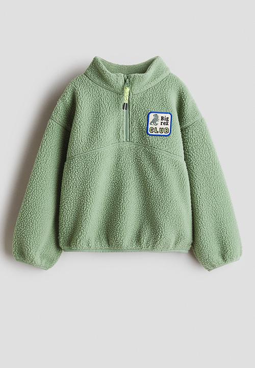 H&M - Zip-top teddy sweatshirt - green/dinosaur