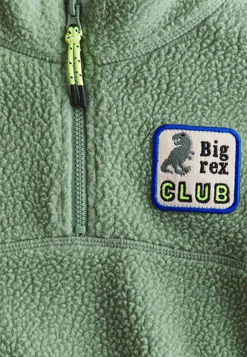 H&M - Zip-top teddy sweatshirt - green/dinosaur