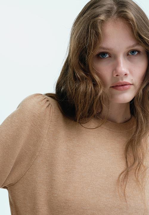 H&M - Puff-sleeved jumper - dark beige