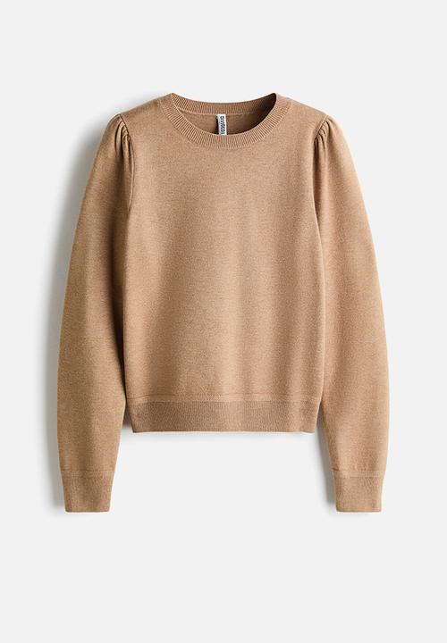 H&M - Puff-sleeved jumper - dark beige