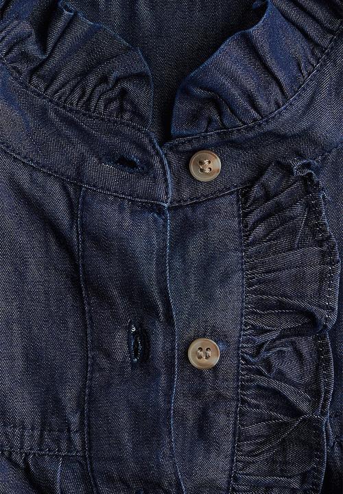 H&M - Frill-collared denim blouse - dark denim blue