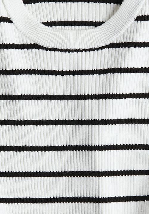 H&M - Rib-knit top - white/striped