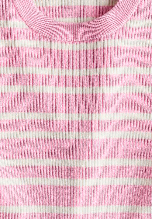 H&M - Rib-knit top - pink/striped