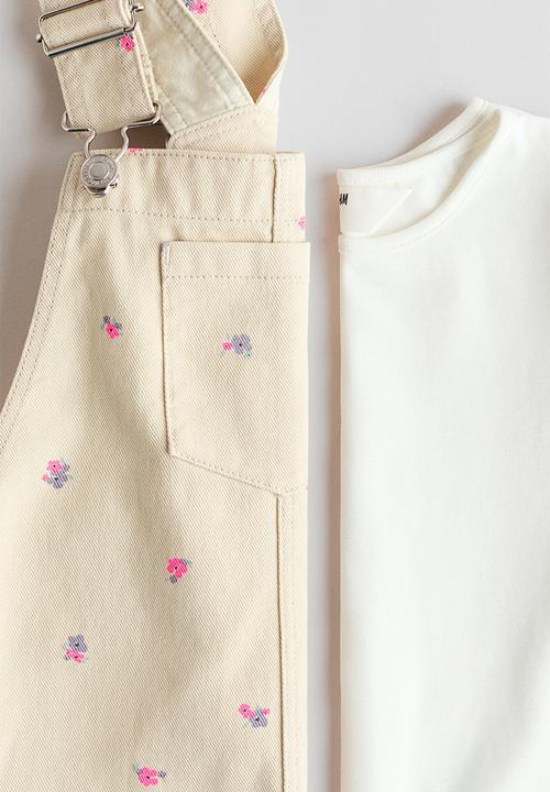 H&M - 2-piece cotton set - light beige/floral