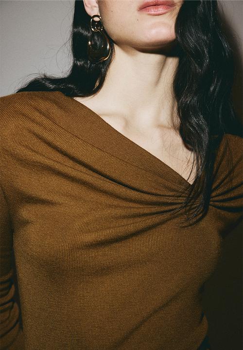 H&M - Draped viscose-blend top - golden brown
