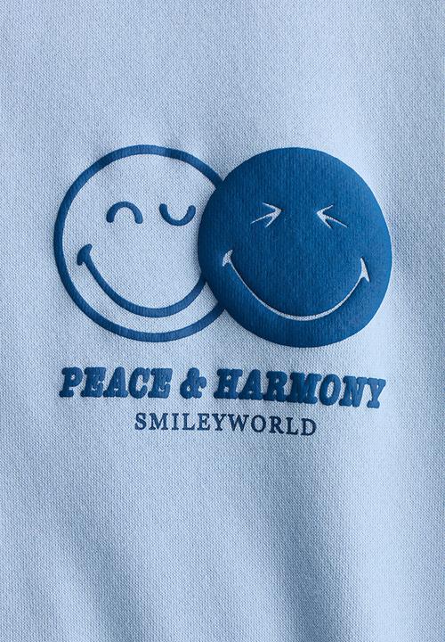 H&M - Print-motif sweatshirt - light blue/smileyworld?
