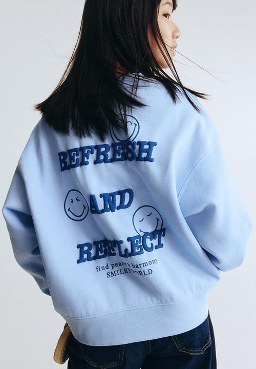 H&M - Print-motif sweatshirt - light blue/smileyworld?