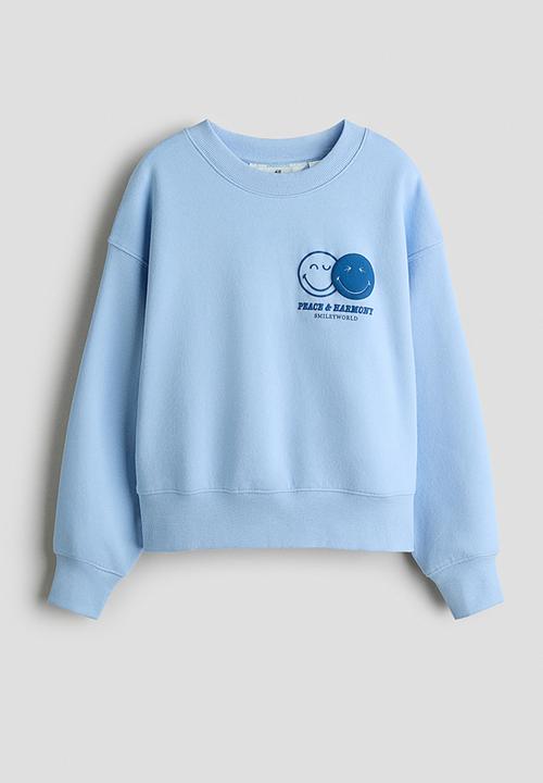 H&M - Print-motif sweatshirt - light blue/smileyworld?