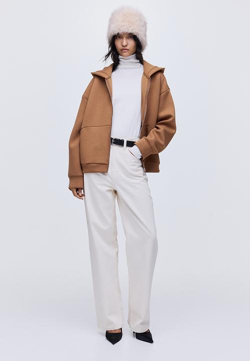 H&M - Scuba zip-through hoodie - dark beige