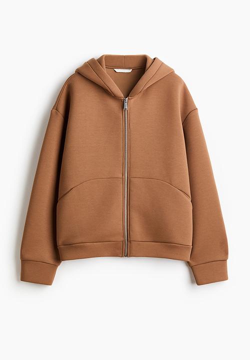 H&M - Scuba zip-through hoodie - dark beige