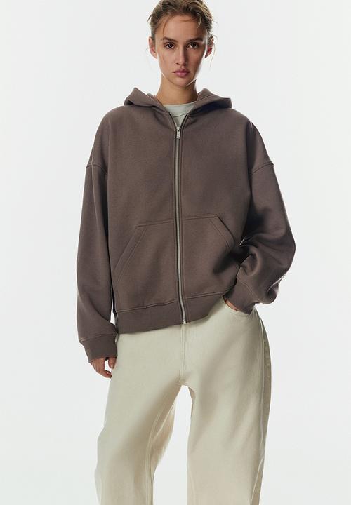 H&M - Zip-through hoodie - dark mole