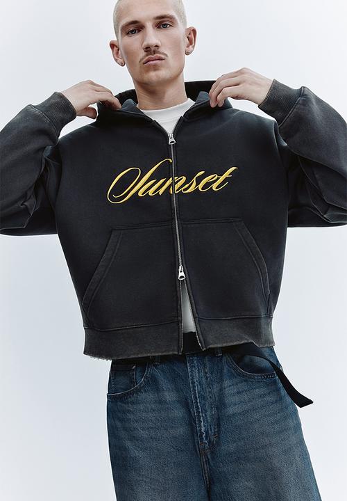 H&M - Oversized fit hoodie - black/sunset