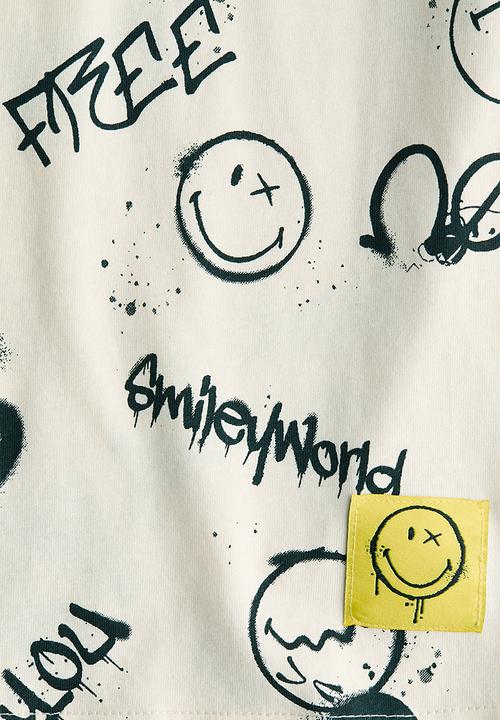 H&M - Printed T-shirt - light beige/smileyworld®