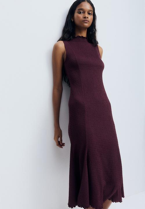 H&M - Smocked dress - plum red