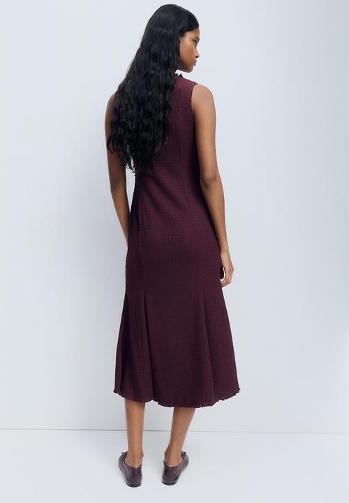 H&M - Smocked dress - plum red
