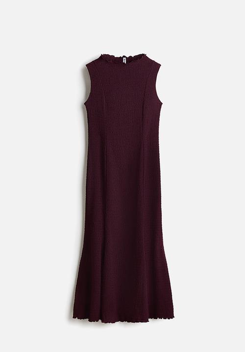H&M - Smocked dress - plum red