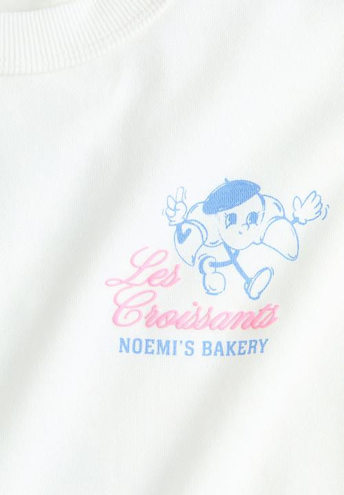 H&M - Printed sweatshirt T-shirt - white/noemi's bakery