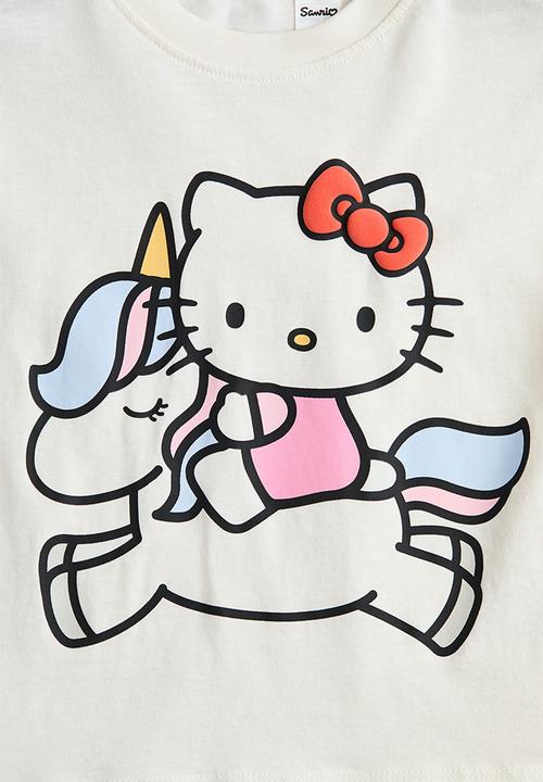 H&M - Print-motif cotton T-shirt - white/hello kitty
