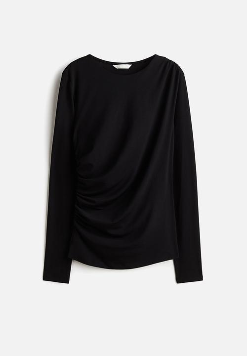 H&M - Draped jersey top - black