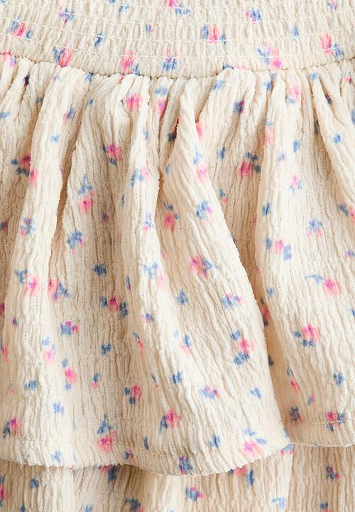 H&M - Printed tiered skort - light beige/floral