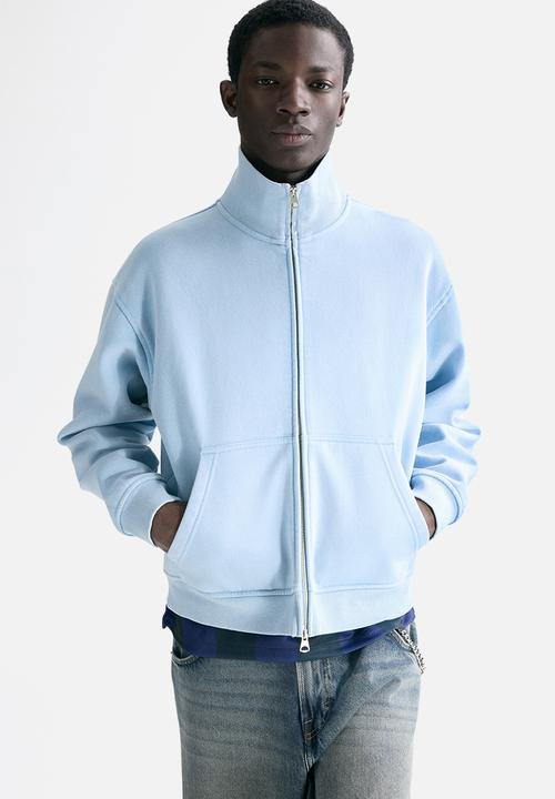 H&M - Loose fit boxy zip-through sweatshirt - light blue