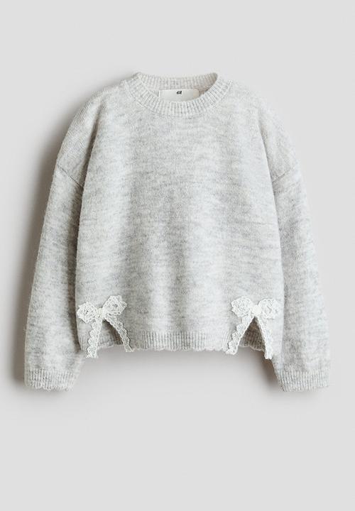 H&M - Lace-detail jumper - light grey marl