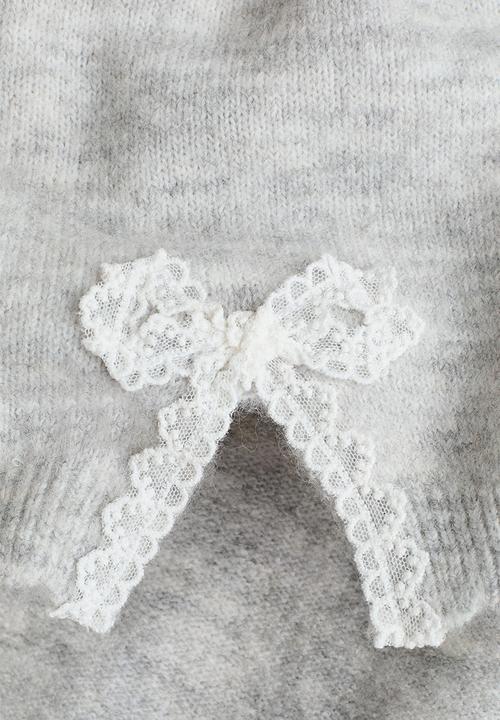H&M - Lace-detail jumper - light grey marl