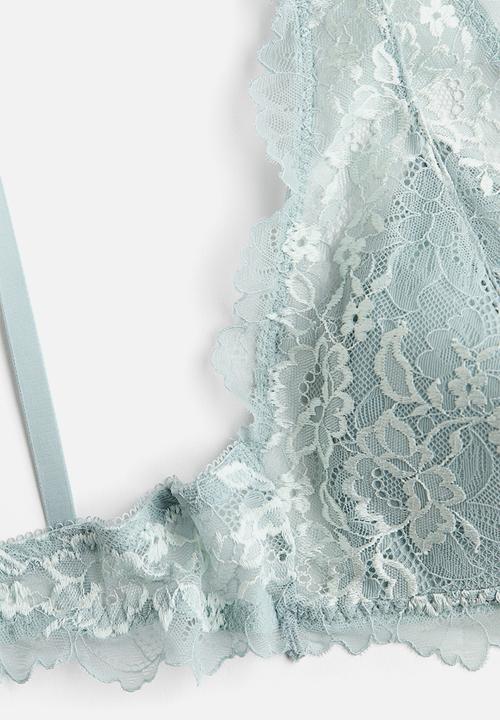 H&M - Padded soft lace bra - light turquoise