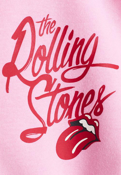 H&M - Oversized brushed-inside sweatshirt - light pink/the rolling stones