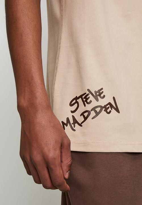 Steve Madden - Landon Logo Trimmed T-Shirt - Neutral/ Choc