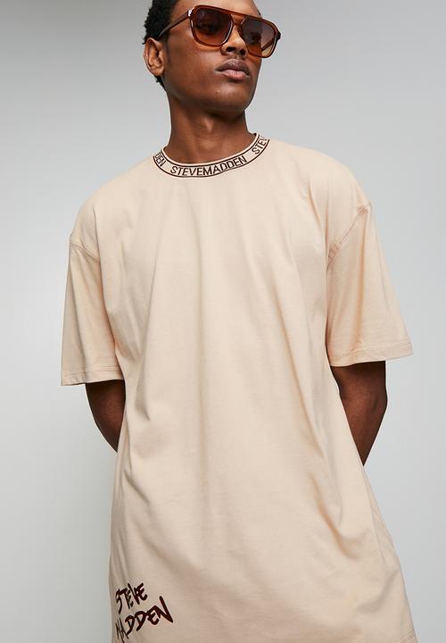 Steve Madden - Landon Logo Trimmed T-Shirt - Neutral/ Choc