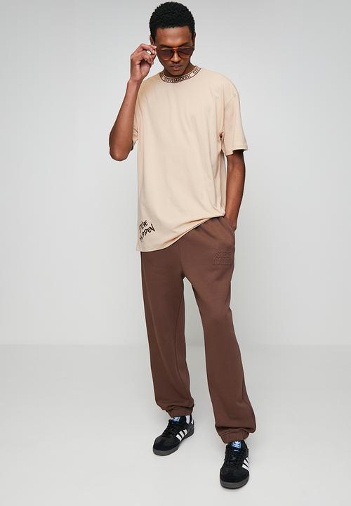 Steve Madden - Landon Logo Trimmed T-Shirt - Neutral/ Choc