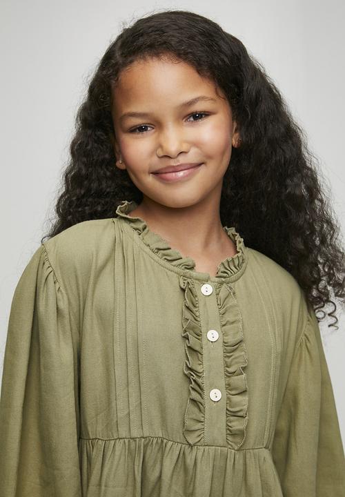 Pintucked smock dress - green