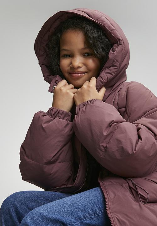 Pop Candy - Utility detailed puffer jacket - brick red