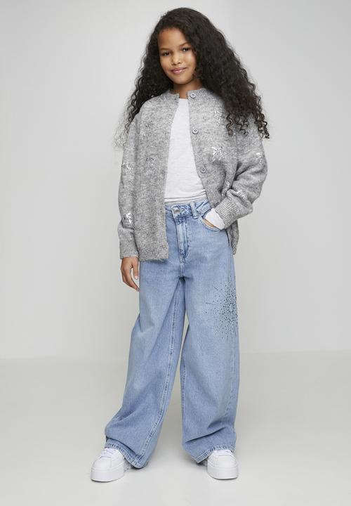 Pop Candy - Melange cardigan with sequin embellishments - grey