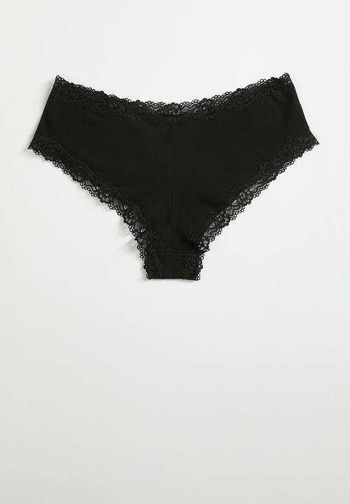 H&M - 3 Pack cotton and lace hipster briefs - light pink/black