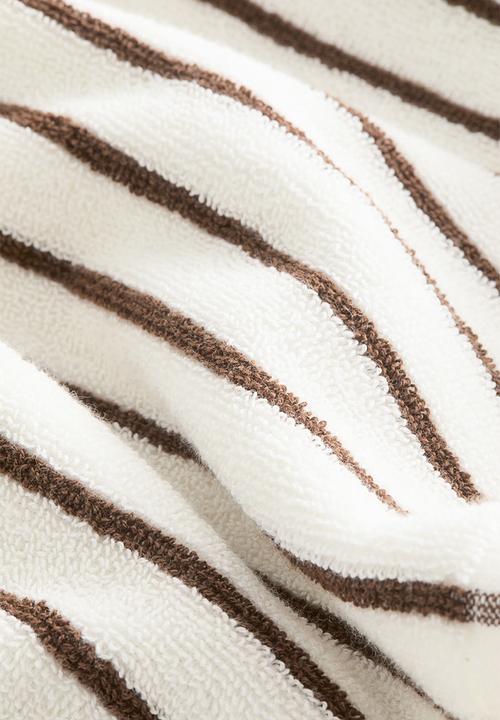 H&M - Striped bath towel - white/brown striped