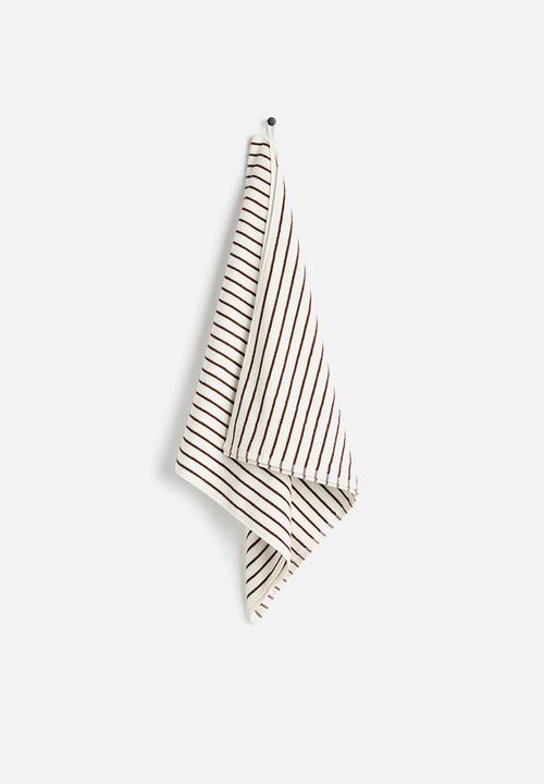 H&M - Striped bath towel - white/brown striped