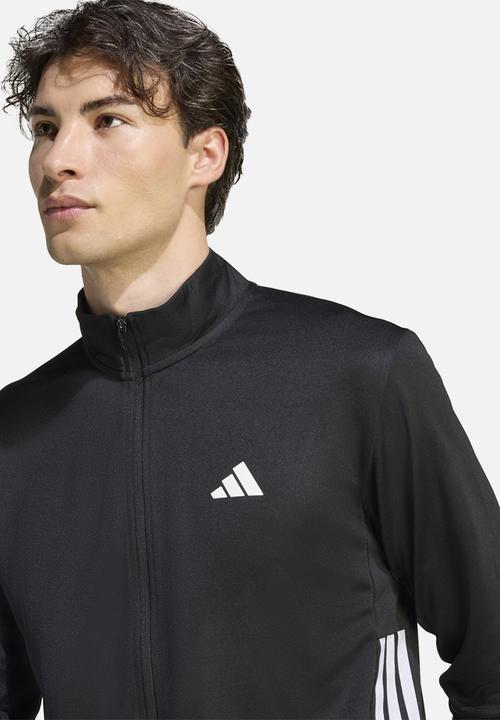adidas Performance - Workout Essentials All-Set 3-Stripes Knit Track Top - Black/white