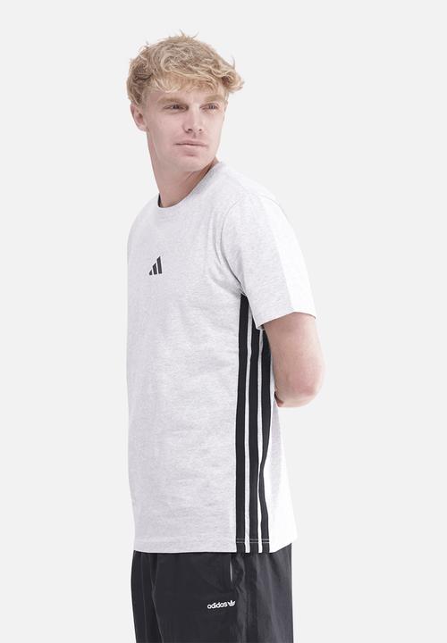adidas Performance - Essentials 3-Stripes Single Jersey T-Shirt - Grey/Blk