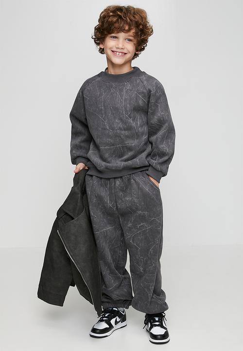 Pop Candy - Marble printed sweatshirt & joggers - dark grey
