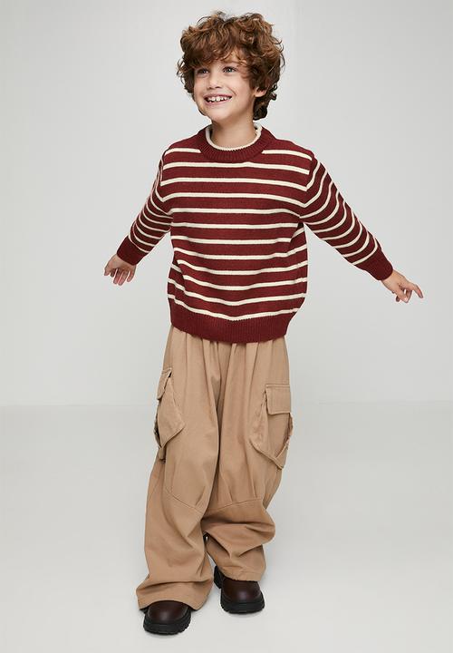 Pop Candy - Knit jersey - dark red/stripes