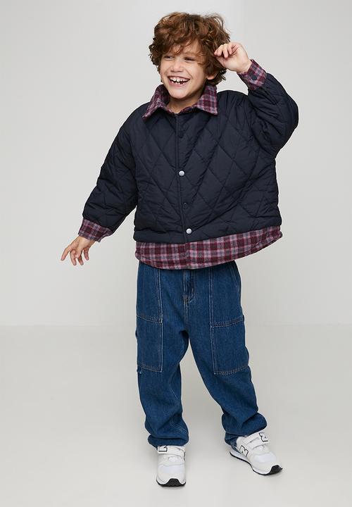 Pop Candy - Diamond quilted flannel shirt jacket - navy/multi