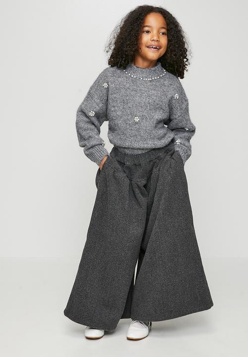 Pop Candy - Melton extra wide leg pants - dark grey