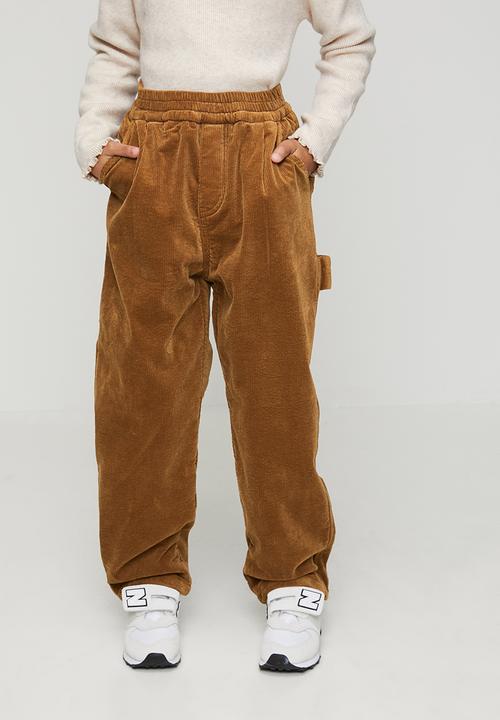 Pop Candy - Corduroy elasticated waist pants - tan