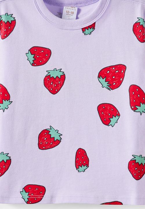 Cotton On - Bobbi Short Sleeve Graphic Tee - Vintage Lilac/Strawberries